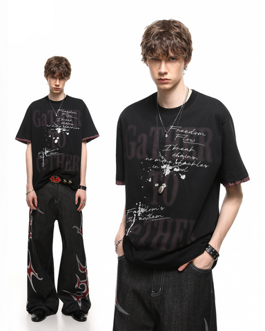 Vintage Washed Letter Print T-Shirt