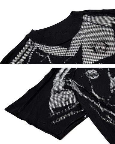 American Black Mesh Number Print Tee