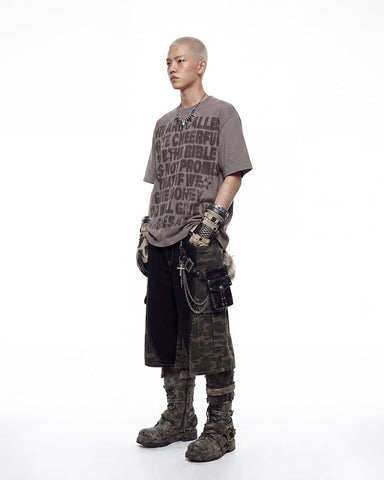 Contrast Panel Camo Utility Shorts New