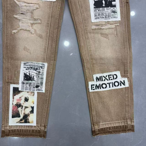 Mixed Emotion jeans High-quality streetwear made from pure cotton