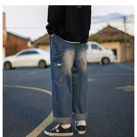 Men Jeans Washed Cargo Pants