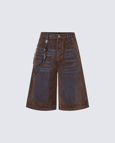Brown Washed New Vintage Shorts