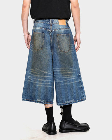 Vintage Washed Pleated Cat’s Whisker Denim Pants