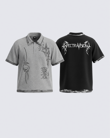 Vintage Gothic Cross Washed Polo Shirt