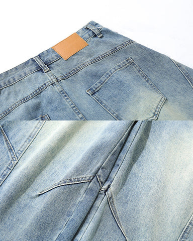 Vintage Washed Seven-Length Denim Pants