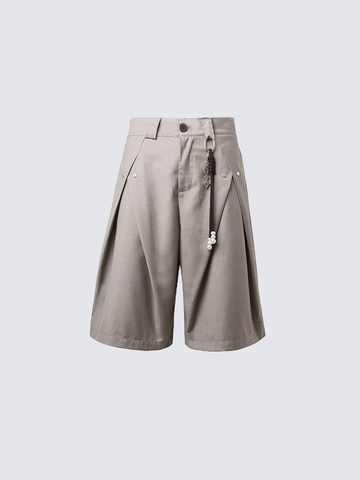Inspired Pleated Wide-Leg Shorts