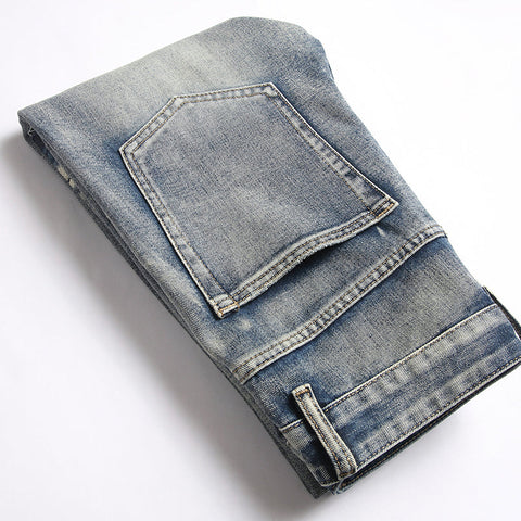 Mens Fashion Jeans Patchwork wide-leg pants 5713#