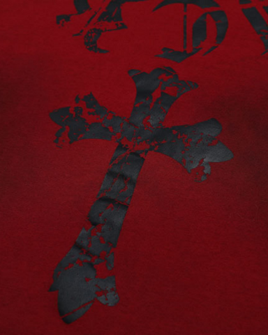 Vintage Washed Cross Graphic Burgundy Shirt