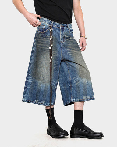 Vintage Washed Pleated Cat’s Whisker Denim Pants