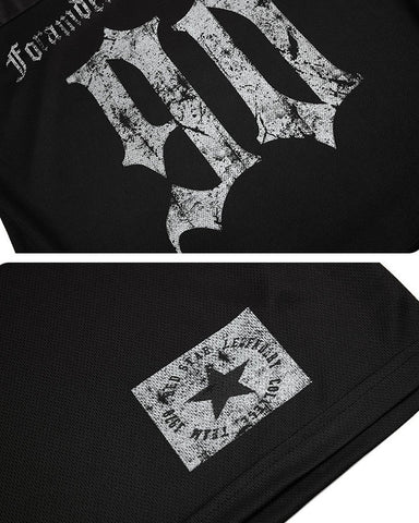 Black Gothic Letter Stripe Sport T-Shirt
