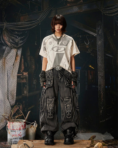 American Black Mesh Number Print Tee