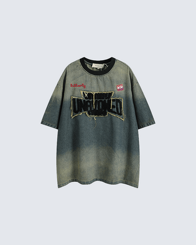 Washed Denim-Look T-Shirt