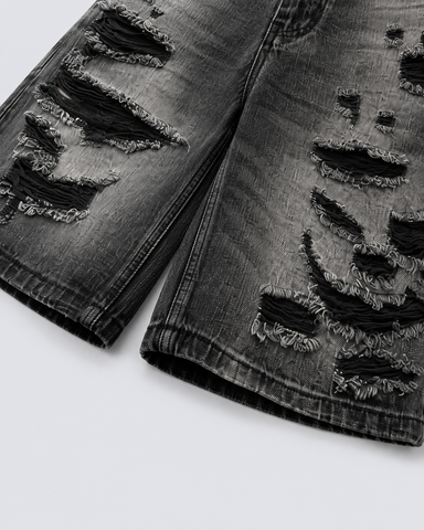 Vintage Distressed Ripped Denim Shorts