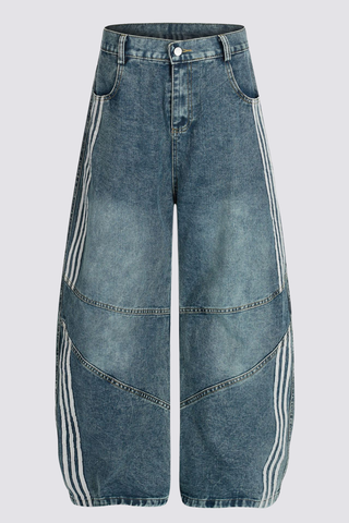 Concrete Drift Stripe Barrel Jeans In Blue