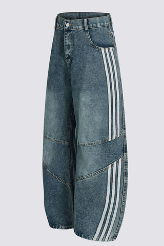 Concrete Drift Stripe Barrel Jeans In Blue