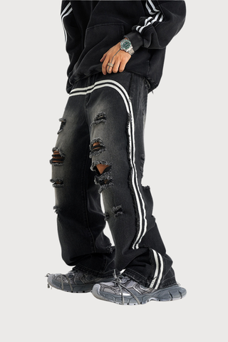 Deep Indigo Ripped Straight Jeans