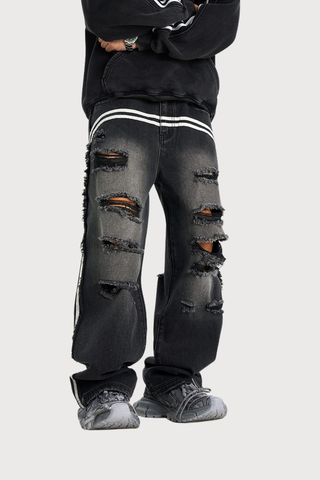 Deep Indigo Ripped Straight Jeans