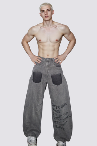 Dust Velocity Print Wide Leg Jeans