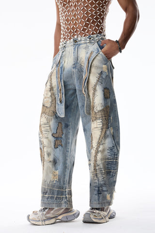 Flow Pulse Embroidered Wide Leg Jeans