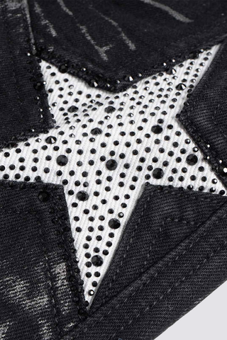 Null Path Rhinestone Star Bootcut Jeans