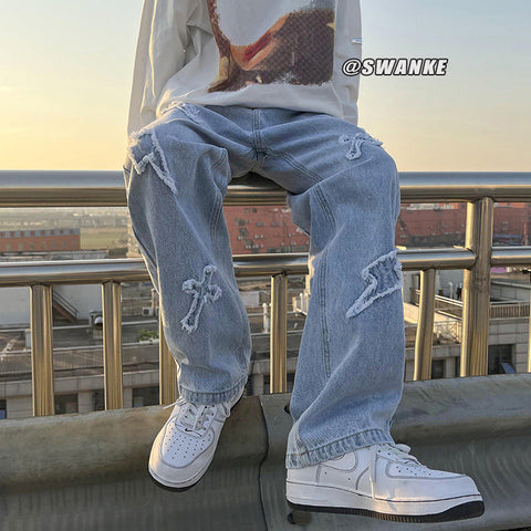 Men Jeans Spring and Autumn Jeans Loose Straight Trousers