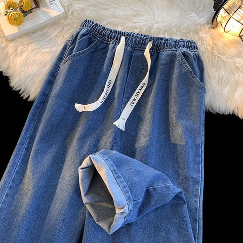 Men Jeans Straight-Leg Denim Trousers Men's Loose Casual