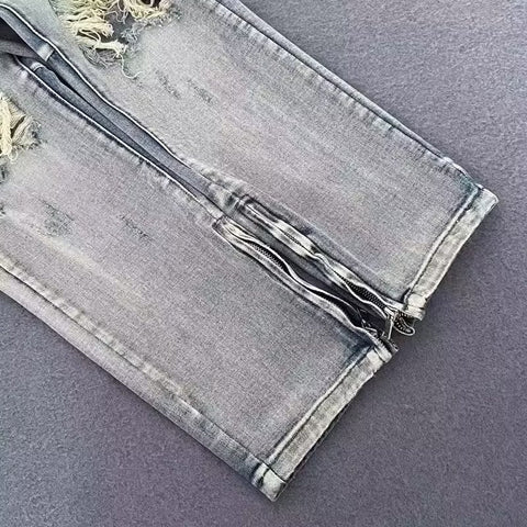 Men Jeans Split Ripped Jeans