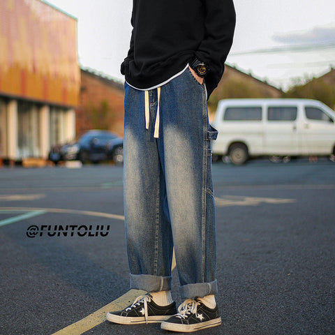 Men Jeans Washed Cargo Pants