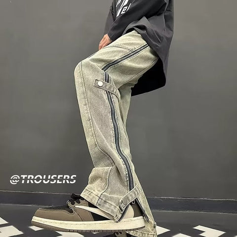 Men Jeans Slim Fit Micro-Pull Cargo Jeans Spring and Autumn Straight-Leg Pants