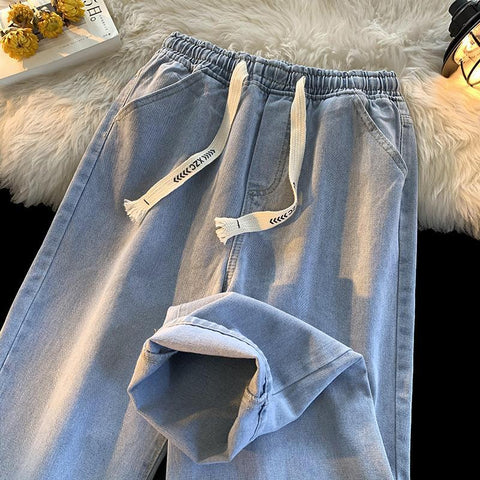 Men Jeans Straight-Leg Denim Trousers Men's Loose Casual