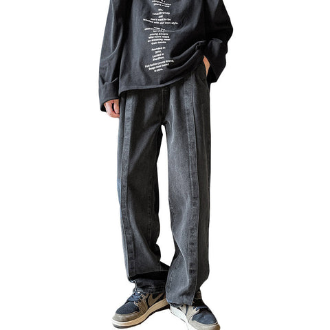 Men Jeans Fall Baggy Straight Trousers Wide Leg Trousers