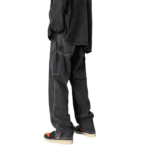 Men Jeans Vintage Hiphop Jeans Loose Straight Cargo Trousers Spring-Autumn Wide-Leg Pants