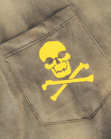 Vintage Washed Skull Graphic Pocket T-Shirt