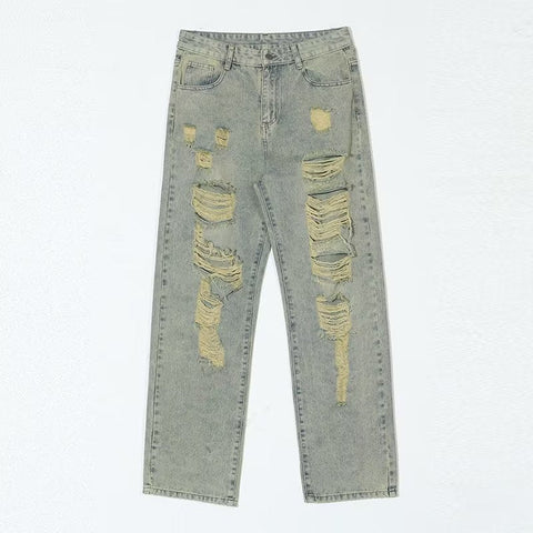 Men Jeans Washed Jeans Summer plus Size Ripped Trousers