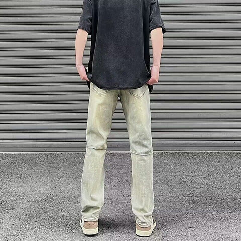 Men Jeans Summer Ripped Slim-Fitting Straight Pants Casual Pants