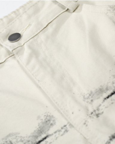 American Washed Ink Print Loose Casual Shorts