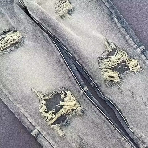 Men Jeans Split Ripped Jeans