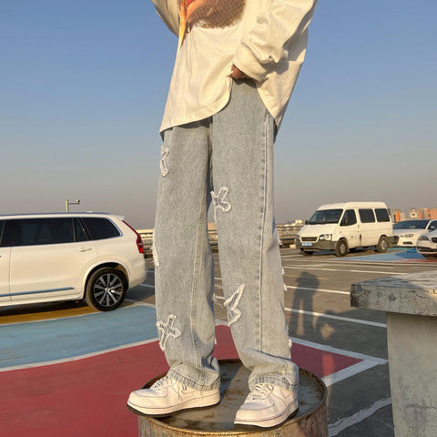 Men Jeans Spring and Autumn Jeans Loose Straight Trousers