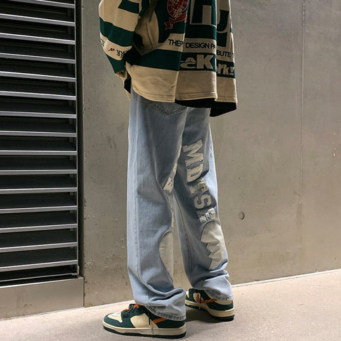 Men Jeans Spring and Autumn Loose Denim Trousers