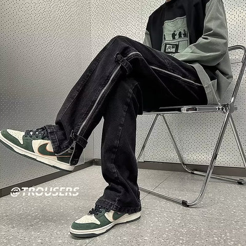 Men Jeans Slim Fit Micro-Pull Cargo Jeans Spring and Autumn Straight-Leg Pants