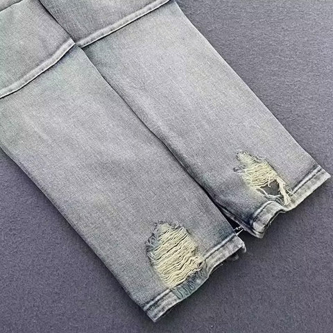 Men Jeans Split Ripped Jeans