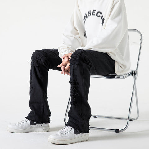 Men Jeans Ripped Straight Jeans Fall/Winter plus Size Slim Fit Trousers