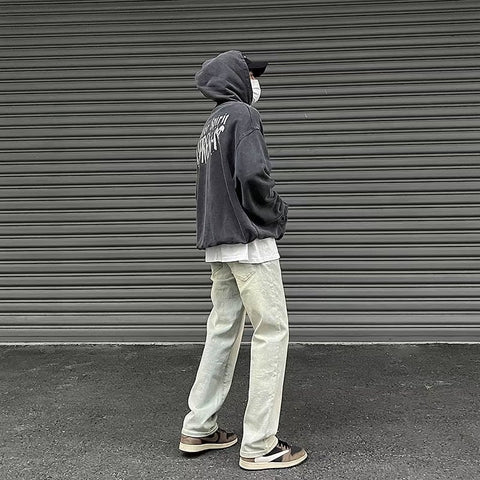 Men Jeans Vintage Jeans Summer Distressed Straight Bootleg Pants