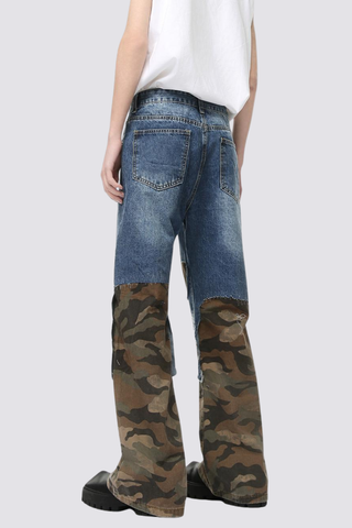 Raw Glow Ripped Camouflage Bootcut Jeans