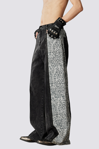 Raw Traction Leopard Barrel Jeans