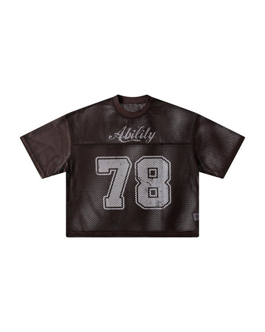 Black Mesh Number Print V-Neck T-Shirt