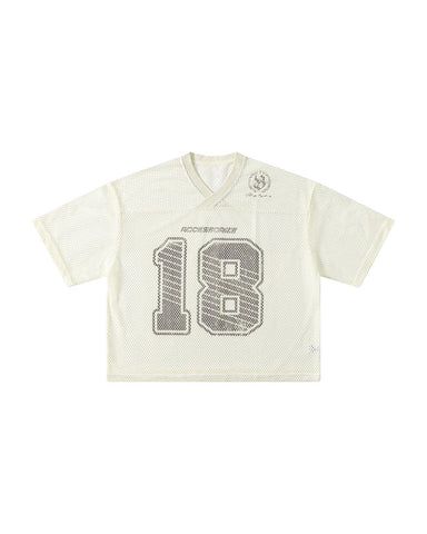 Black Mesh Number Print V-Neck T-Shirt