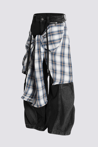 Shadow Ride Shirt Splicing Wide Leg Jeans