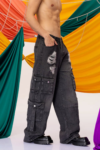 Static Grain Straight Ripped Jeans