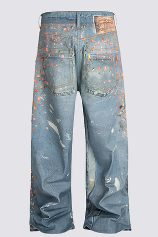 Street Revolt Print Bleached Jeans